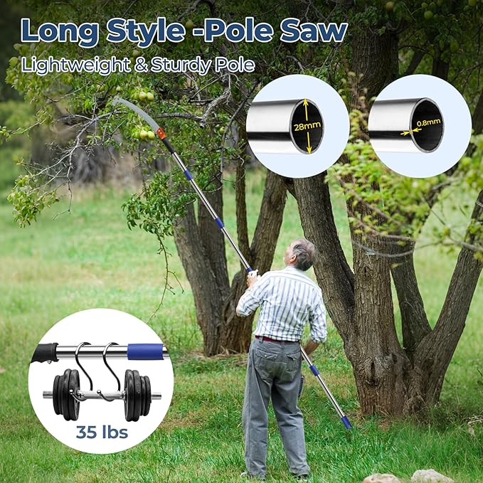 Pole Saws for Tree Trimming, 6.5FT Long Branch Cutter Handle Pruner, Heavy Duty Tree Trimmer Pole | Ergonomic Non-Slip Grip for Yard Garden and Patios High Branches Cutting