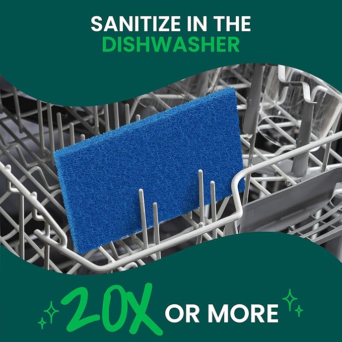 Scotch-Brite Zero Scratch Scouring Pad, Effective + Gentle Dish Scrubber for Household Cleaning, 48 Scrub Pads for Dishes, Nonstick Pots and Pans, Glass, Tubs, Showers, Reusable & Durable