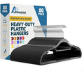 Lifemaster Versatile Clothes Hanger Set - 80 Pieces Space-Saving Dry and Wet Clothes Hanger Set with 360° Swivel Hook and Non-Slip Rubber Design - Black