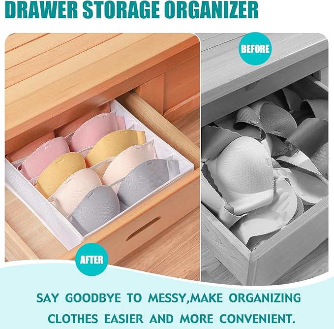 Bra Storage Drawers Organizer for Clothing Underwear Drawer Organizer Dividers Foldable Storage Cube Bins for Bra,Socks, Underwear,3 Pack （White）