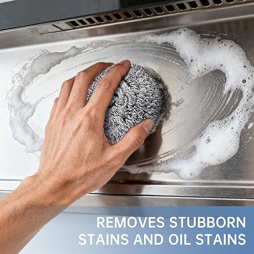 18 Pack Heavy Duty Stainless Steel Scrubber | Non-Scratch Steel Wool Pads for Pots, Grill Grates & Oven Racks, Kitchen Dishwashing | Rust-Free & Individually Wrapped