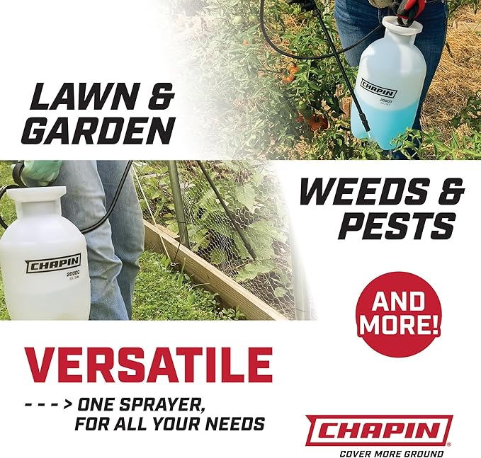 Chapin 20006 Made in USA 3 -Gallon Lawn and Garden Pump Pressured Sprayer, for Spraying Plants, Garden Watering, Lawns, Weeds and Pests, Translucent White