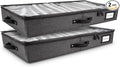 HOMELUX THEORY 2pc Low Profile Under Bed Storage Containers, Thin Under Couch Storage Organizer with Bins & Lids, Underbed Storage Box Ideal for Seasonal Clothes, Blankets, Fabric & Shoes (Dark Gray)