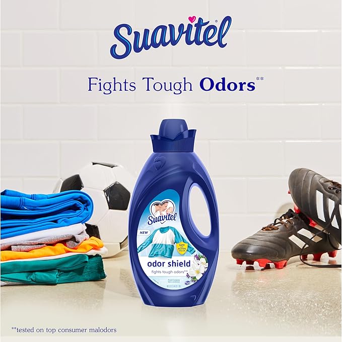 Suavitel Odor Shield Liquid Fabric Softener, Laundry Odor Eliminator, Fresh Air Scent, 46 oz