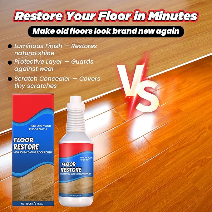 Floor Restore Cleaner - Floor Restorer & Polish for Tile, Shine Wood, Laminate, Vinyl, Bamboo - Flooring Protection Agent (2 pcs)