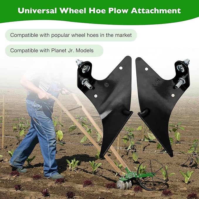 ATRACYPART Wheel Hoe Plow Set – Compatible with Planet Jr. & Other Models, Includes Left & Right Blades for Hilling & Furrowing (Wheel Hoe Not Included)