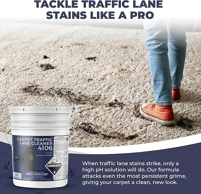 Carpet Traffic Lane Cleaner 4106 - Concentrated Carpet Pre Treatment Stain Remover - Incredible Stain Remover - Floor Covering Solution - Ideal for Industrial & Home Rug Cleaning - 5 Gal