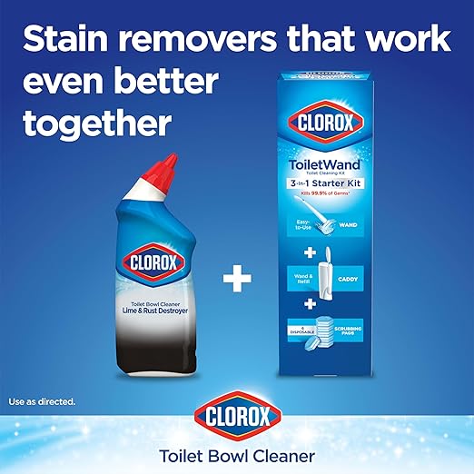 Clorox Toilet Bowl Cleaner Lime & Rust Destroyer, Automatic Toilet Bowl Cleaner, Healthcare Cleaning and Industrial Cleaning, 24 Ounces (Pack of 1)