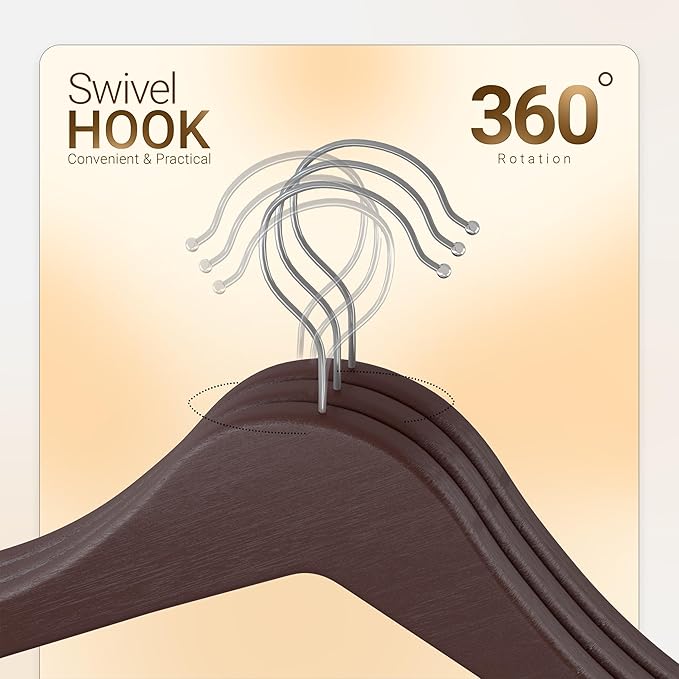 Utopia Home Premium Wooden Hangers 30 Pack - Durable & Slim Coat Hanger - Suit Hanger with 360-Degree Rotatable Hook - Wood Hangers with Shoulder Grooves (Vintage Color)