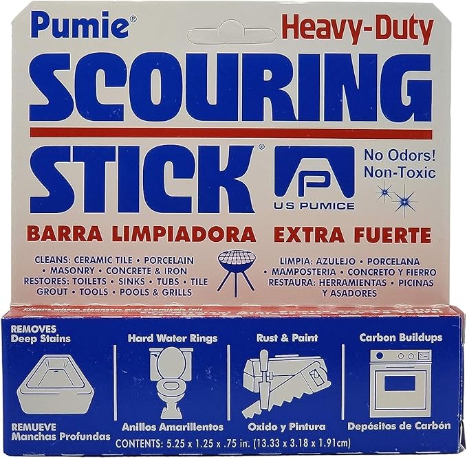 PUMIE Heavy Duty Pumice Scouring Stick, Extra Strong Pumice Cleaning Stone for Tough Bathroom, Kitchen Stains & Grills, Scouring Stick for Cleaning Toilet Rings Stain & Hard Water Rings - (Pack of 18)