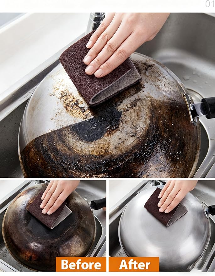 Carborundum Sponge Nano Emery Sponge Brush Eraser Scrub Kitchen Cleaning for Removing Rust Pots，Household Cleaning Tool (Dark brown-20pcs)