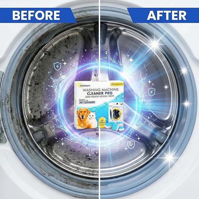Washing Machine Cleaner Tablets, 24 Pack 1 Year Supply – Deep Clean Washer Cleaner for Front Load & Top Load HE Machines, Removes Odor & Residue, Lavender Fresh Scent, Septic Safe