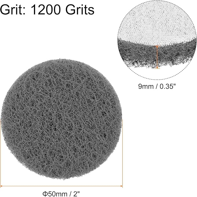HARFINGTON 12pcs Scrubber Scouring Pads 1200 Grits 2 Inch Drill Power Brush Hoop and Loop Surface Conditioning Disc Drill Scuffing Disc Scrub Pads for Home Kitchen Cleaning, Light Grey