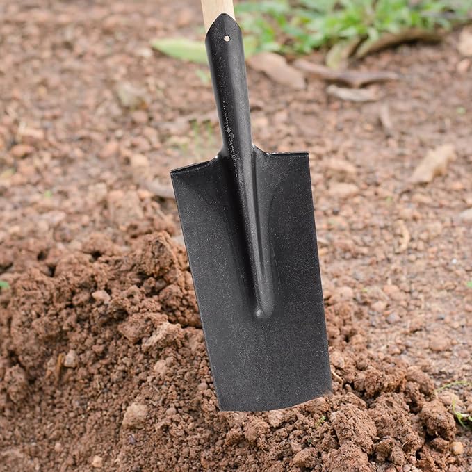Heavy-Duty Manganese Steel Garden Spade for Digging with Narrow Tip, Thickened Handheld Shovel for Planting and Tree Transplanting in Gardening and Farming