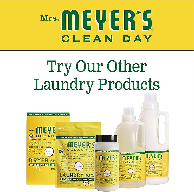 MRS. MEYER'S CLEAN DAY Dryer Sheets,Fabric Softener,Reduces Static,Infused with Essential Oils,Honeysuckle,80 Count (Pack of 12)