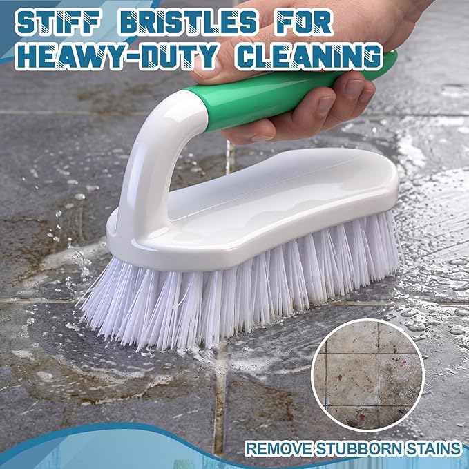 11 Pcs Cleaning Brush Set with Squeegee Crevice Gap Brushes Handheld Scrub Brush and Hard Bristle Detail Brushes Multi-Purpose Household Cleaning Tools for Kitchen Bathroom Sink Grout Window