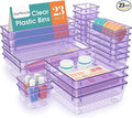 StorMiracle 23 PCS Drawer Organizer Set, 5 Varied Size Bathroom and kitchen Drawer cabinet organizer Trays, Clear Storage Bins for Makeup, Jewelry, Utensils and Gadgets, Purple