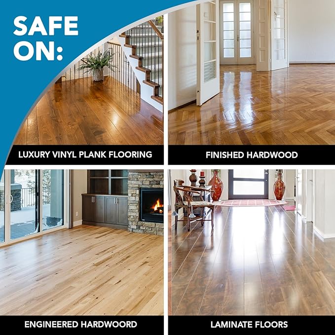 Weiman Hardwood Floor Cleaner and Polish - Cleans Vinyl Tile, Solid, Laminate, Natural Shine, No Residue, Removes Scratches, Leaves Protective Layer, 1 Gallon Mop Soap & 32 Oz Restorer