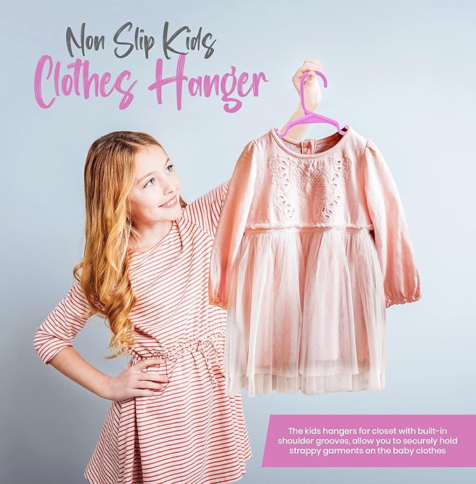 Utopia Home 60 Pack Kids Hangers - 11.5 Inch Plastic Baby Hangers for Closet - Childrens Hanger for Clothes & Infant Hanger for Closet - for Everyday Standard Use (Baby Pink)