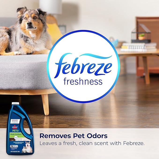 Bissell Multi-Surface Pet Formula with Febreze Freshness,22951,64 Fl Oz,Use on Sealed Hard Floors,and Area Rugs,Removes Tough Messes,Febreze Freshness,(Pack of 2)