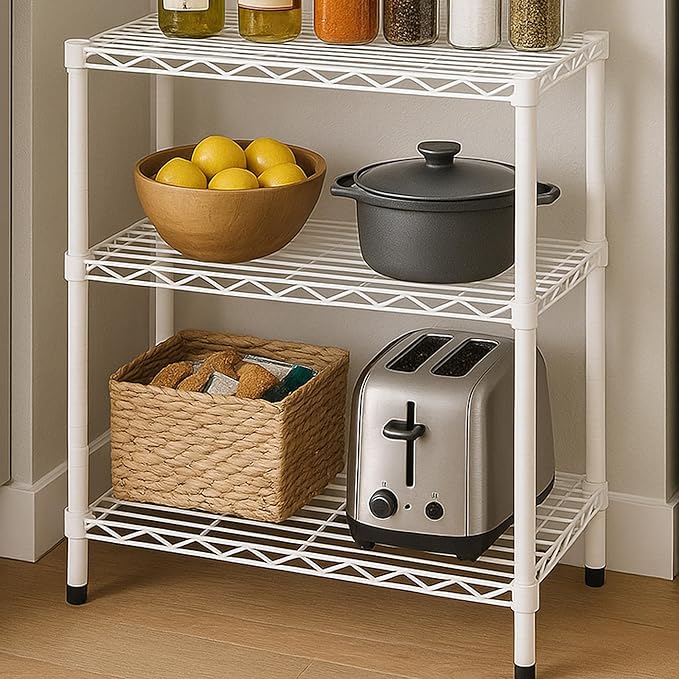 Steel Shelving Unit, 250-Pound Capacity Per Shelf, Adjustable Heights, Rust-Resistant, NSF-Certified for Pantry Organizers, Laundry Room Organization, Storage Shelves