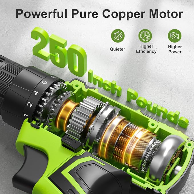 Cordless Drill Set,12V Power Drill Driver 3/8" Keyless Chuck with 92 Acessories, Built-in LED Light, 25+1 Position, Electric Drill for Home DIY Projects (Green)