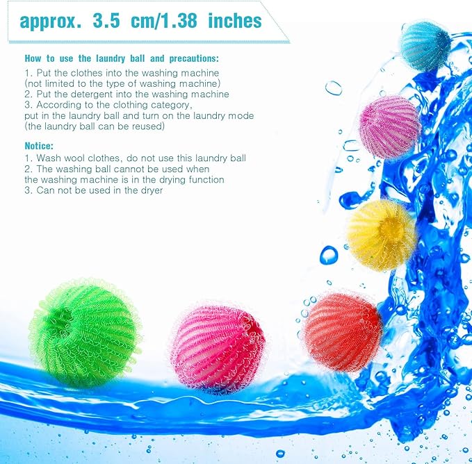 Blulu 48 Pieces Pet Hair Remover for Laundry Dryer Balls Reusable Washing Machine Hair Catcher Pet Dog Cat Catcher Lint Remover (Rainbow Color)
