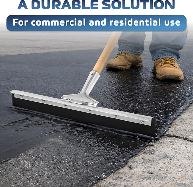 DSV Standard Garage Floor Squeegee 18’’, Neoprene Blade Asphalt Squeegee, Taper Pole Connection - Handle Sold Separately for Tiles, Concrete and Asphalt