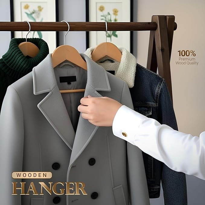 Utopia Home Premium Wooden Hangers 80 Pack - Durable & Slim Coat Hanger - Suit Hangers with 360-Degree Rotatable Hook - Wood Hangers with Shoulder Grooves (Natural Color)