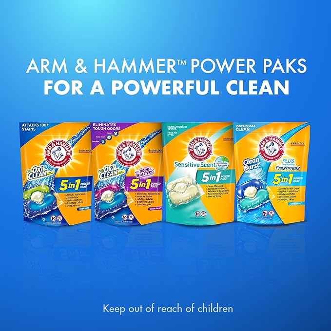 ARM & HAMMER plus OxiClean 5-in-1 Power Paks, 40 Count (Packaging may vary)