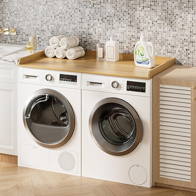 Washer Dryer Countertop, Laundry Room Organization and Storage, 27.6" x 54" Wood Laundry Countertop for Washer and Dryer, Natural