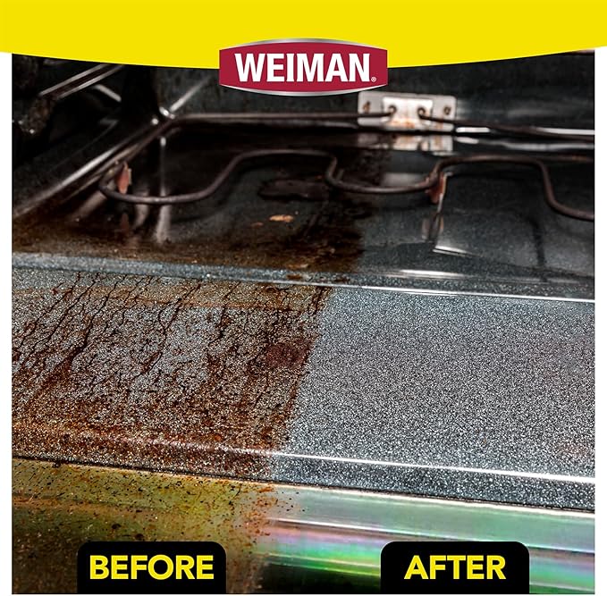 Weiman Heavy Duty Stove and Oven Cleaner 3 Piece Total Clean Kit, For Baked on Grease, Grime, Carbonized Food, Includes Foaming Cleaner (24oz), Precision Razor Tool, Dual-Action Scrub & Shine Sponge