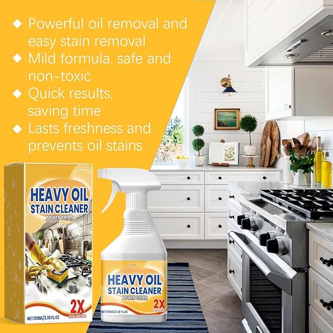 Kitchen Degreasing Cleaning Spray - Powerful Heavy Oil Stain Remover | Ideal for Range Hoods, Stoves, Ovens & Kitchen Utensils | Fast-Acting & Easy to Rinse