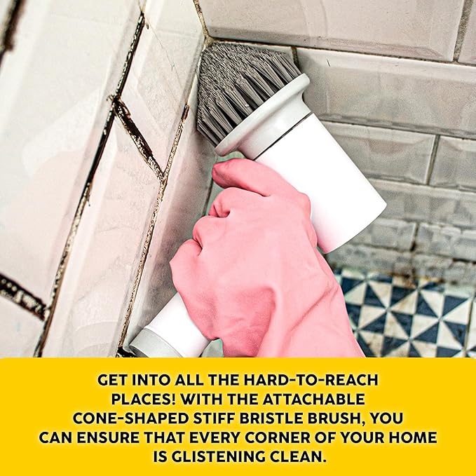 SYNOSHI Electric Spin Scrubber, Power Cleaning Brush with 3 Heads, Cordless Waterproof Shower Scrubber with Dual Speed, Perfect for Cleaning Bathroom, Tile, Cars, Floor. Electric Scrub Brush for tub