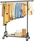 Sakugi Clothes Rack - Large-Capacity Clothing Racks for Hanging Clothes with Lockable Wheels, Space-Saving Metal Coat Rack for Bedroom, Laundry Room, Entryway, 45.6" x 16.9" x 59", Black