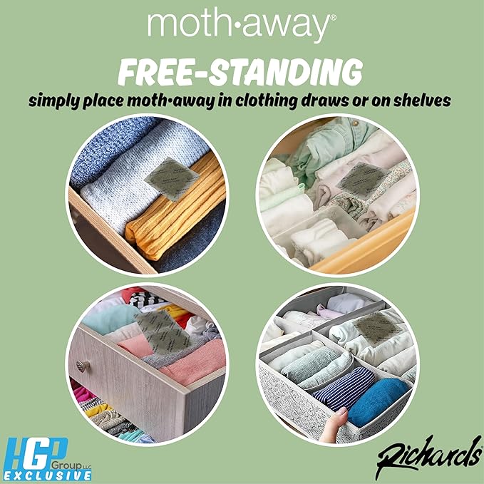 Richards Moth Away Herbal Repellent Sachets – 72 Count Value Pack – 100% Natural Ingredients – Peppermint, Rosemary & Thyme – Non-Toxic Moth Protection for Closets, Drawers & Storage – Made in USA