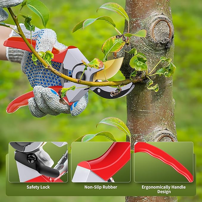 Bypass Pruning Shears, 8.5" SK5 Professional Garden Shears, Garden Clippers, Gardening Shears, Garden Scissors, Heavy Duty Handheld Pruning Shears For Gardening