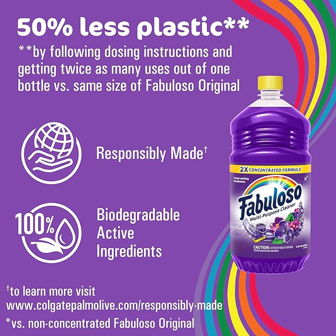 Fabuloso Multi-Purpose Cleaner & Floor Cleaner, 2X Concentrated, Lavender Scent, 56 fluid ounces