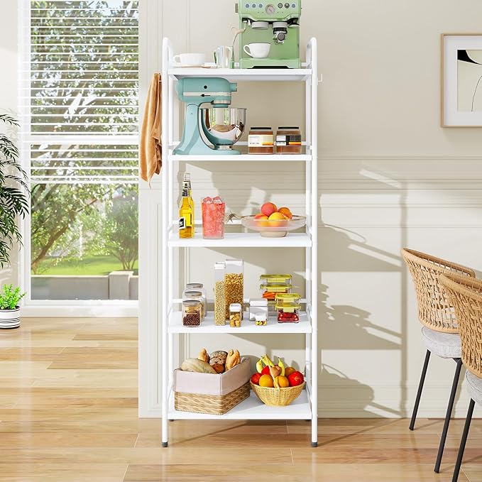 HDANI Storage Shelves,5-Tier Metal Storage Rack with Shelf,Shelf Organizer,Garage Standing Shelving Unit for Laundry,Bathroom,Kitchen,Pantry, Closet,23.6''W X 13.8''D X 63''H,White