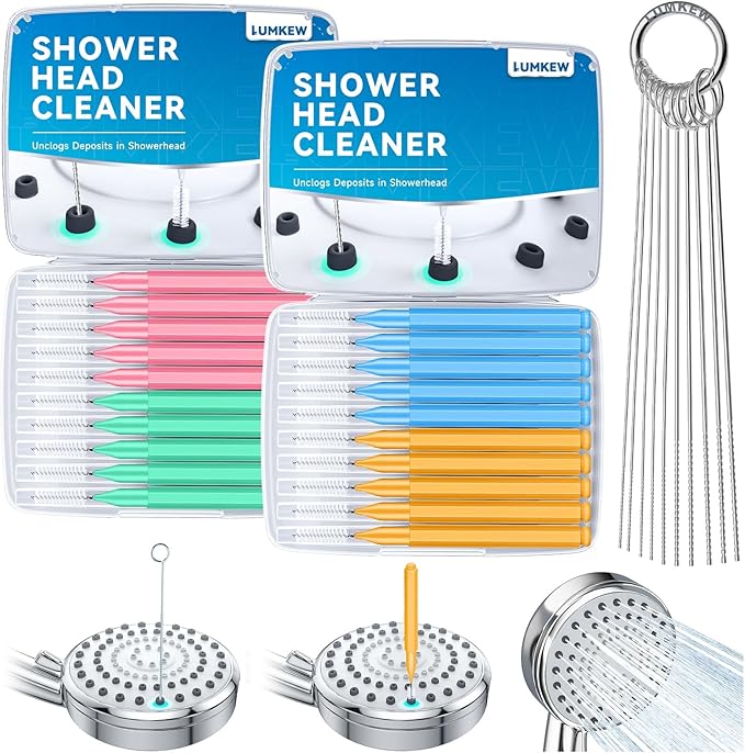 Multiszie Shower Head Cleaner Tool, Shower Head Cleaning Brush for Small Hole Nozzle with Storage Boxes, Showerhead Cleaner Picks Unclogger for Household Bathroom, 30 Pcs