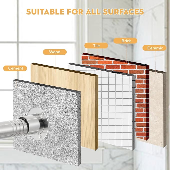 1.3 Inch Diameter Closet Rods for Hanging Clothes 17-39 Inch Adjustable, Metal Heavy Duty Closet Pole, Silver Closet Bar for Hanging Clothes, Suitable for Closet, Wardrobes, Bathroom, Windows