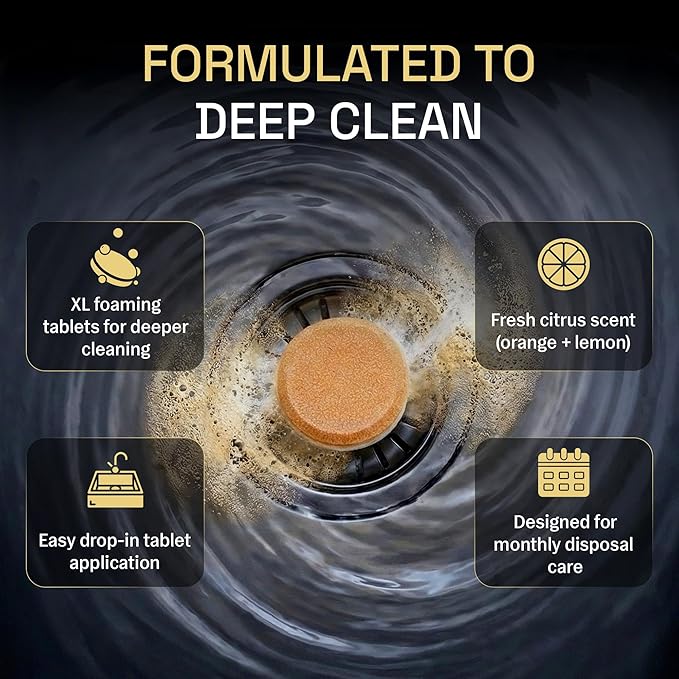 Garbage Disposal Cleaner and Deodorizer | 24 Pack | Kitchen Sink Cleaner Tablets | Eliminates Odor | Fights Grease & Buildup | Foaming Scrub Action | Citrus Fresh | 1 Year Supply | Zyro