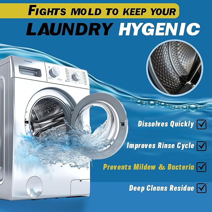 Washing Machine Cleaner Powder, 1Year Supply (24 Packs) for Front & Top Load Washers – Deep Cleaning, Odor Reduction, Residue-Free & Easy Use – Powder Cleaner for Washing Machines and Dishwasher Pods