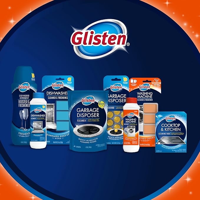 Glisten Washing Machine Cleaner and Freshener Deodorizer for All Top Load and Front Load Washers and HE Machines, Made in the USA, Fresh Scent, 9 Tablets