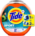Tide Power Pods Sport Laundry Detergent Pacs, 32 Count, Advanced Sweat + Stain Fighter