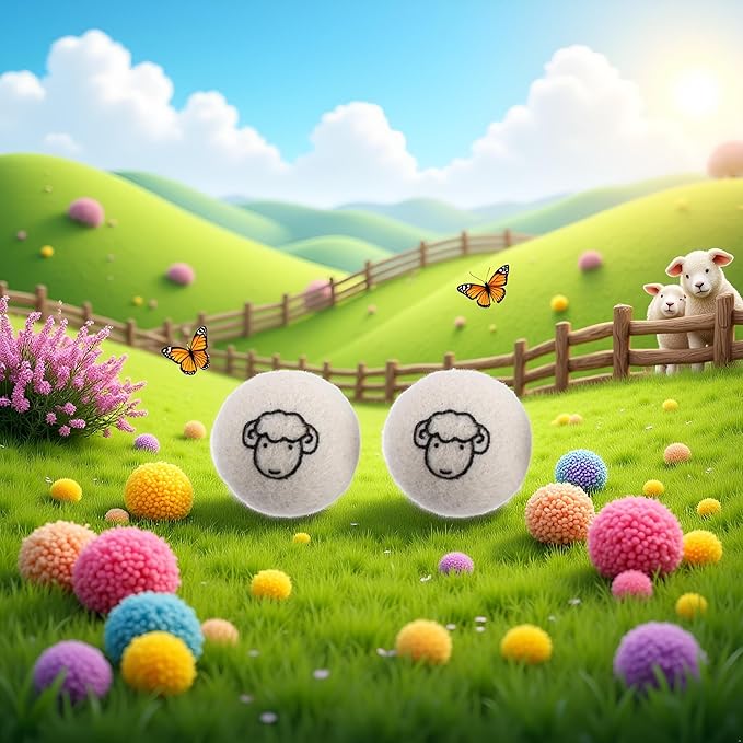 2 Pcs Wool Dryer Balls, Reusable Laundry Balls Softener Washing Fleece Dry Kit Anti-Static Reduce Wrinkles and Save Time Drying Ball,Laundry House Supplies (with Pattern)
