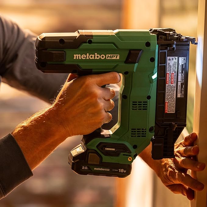Metabo HPT 18V MultiVolt Compact Cordless Brad Nailer Kit, 18 Gauge Nailer with Power Tool 2.0Ah Lithium Ion Battery, Drives 5/8" to 2" Brad Nails, 700 per Charge, NT1850DG
