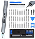 UnaMela Mini Electric Screwdriver Set Upgraded: Small Electric Precision Screwdriver Cordless - 3 Torque Settings, 30 S2 Bits, 4 LED Lights, Power Screwdriver Repair Tool Kit for PC RC Electronics