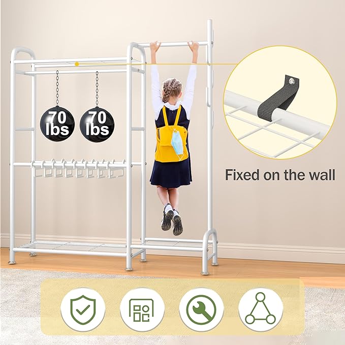 GAIOUS White Portable Closet Rack Wardrobe Clothes, Metal Garment Rack with Shelves for Hanging Clothes Rods，Freestanding Closet Wardrobe Organizer for Cloakroom, Bedroom