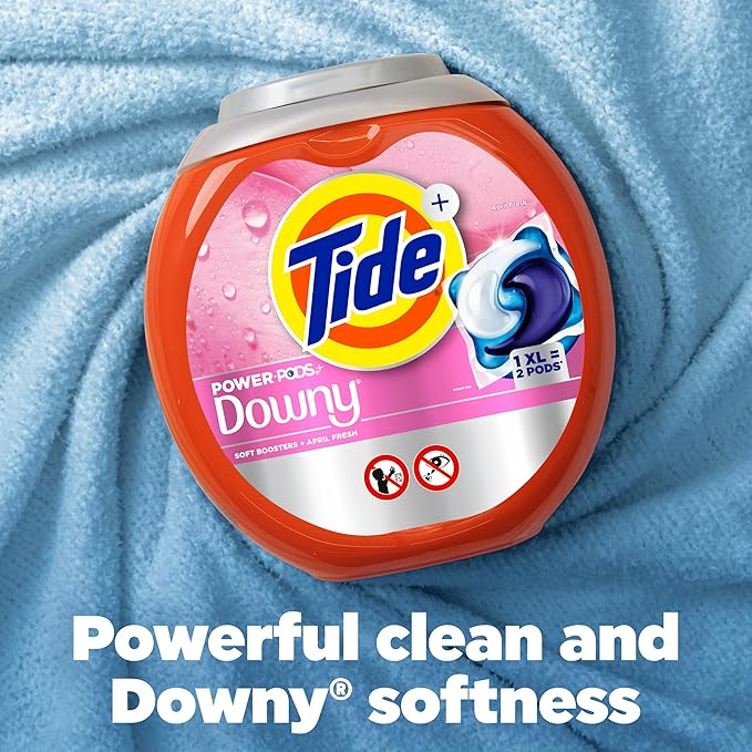 Tide Power PODs + Downy Laundry Detergent Pods, 63 Count, Soft Boosters + April Fresh